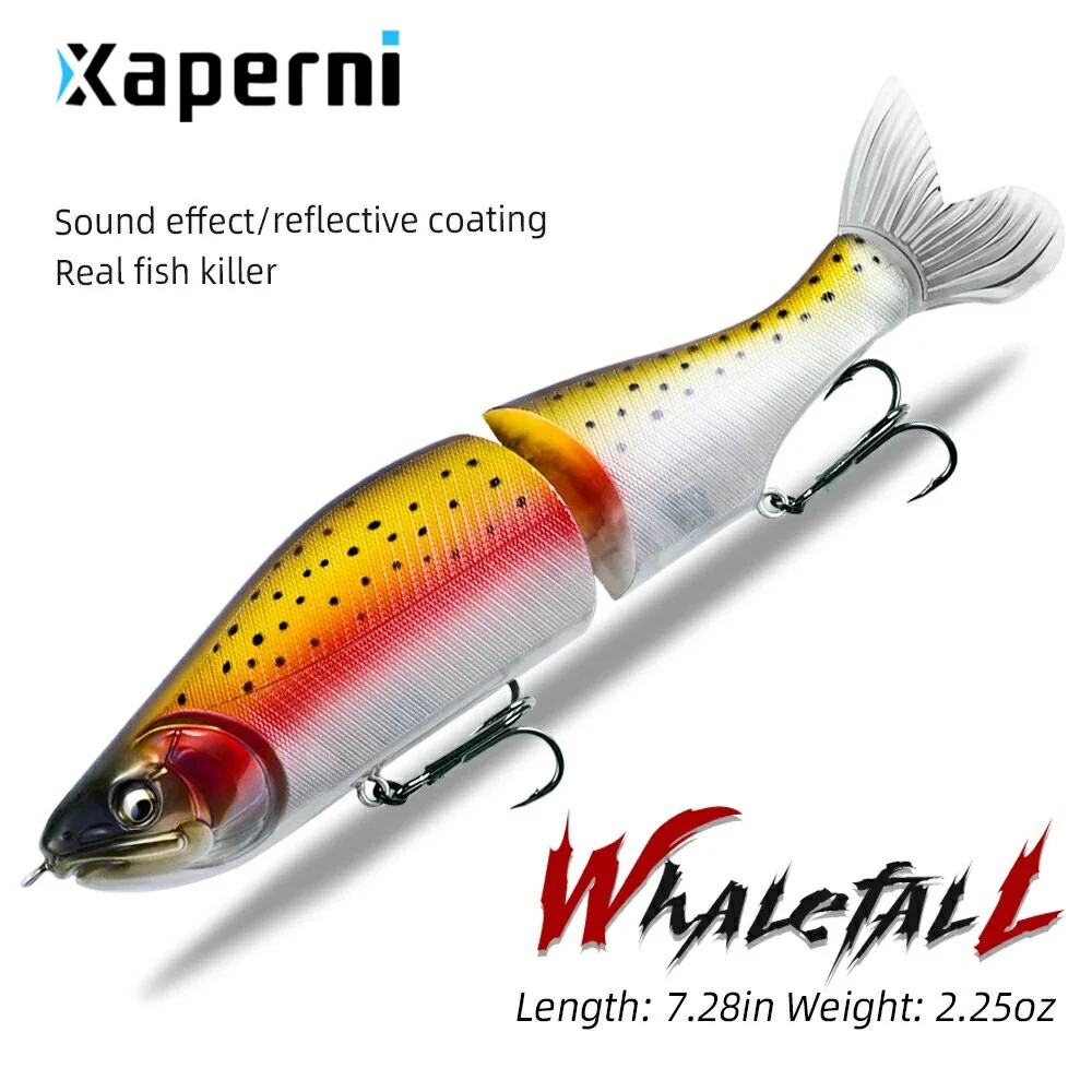 Xaperni Top Fishing Lure 185mm 64g 2.25oz Jointed minnow Wobblers ABS Body with Soft Tail SwimBaits soft lure for pike and bass