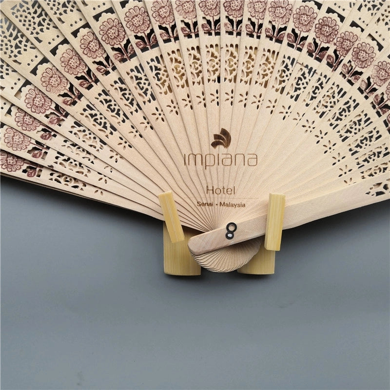 Wooden Fan Chinese Sandalwood Fan Antique Portable Hollow All Wooden Fan Vintage Daily Folding Fan Women’s Folding Fan