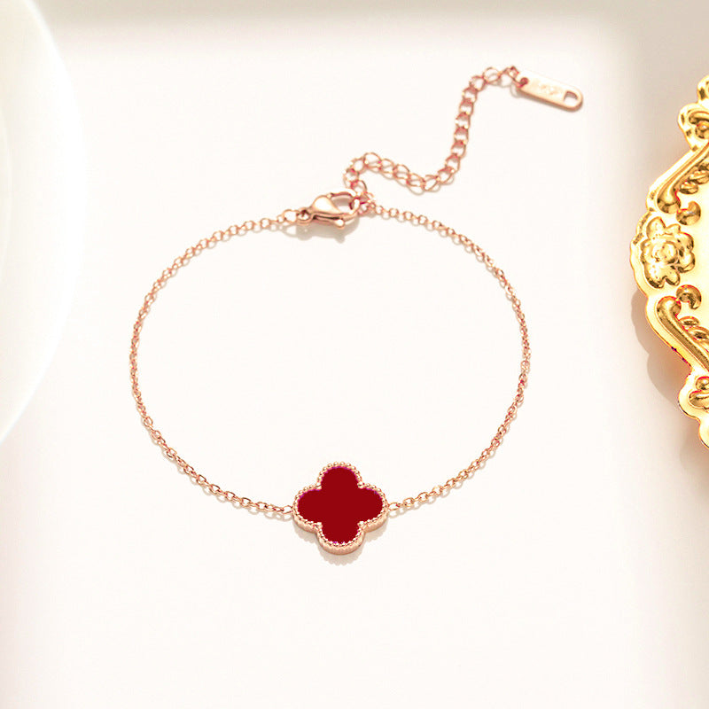 Four-Leaf Clover Bracelet Lucky Versatile Double-Sided Ol Bei Female Summer Fashion Accessories