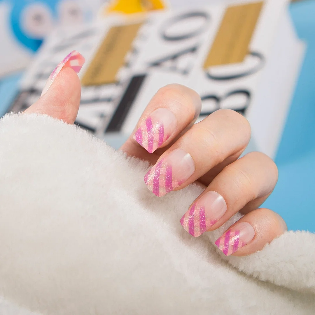 24pcs/set Fashion Acrylic Full Cover Fake Nails 10 Sizes Press on Nails Designs French False Nail Art Tips 278 Fingernail Tips-Nail Inspo