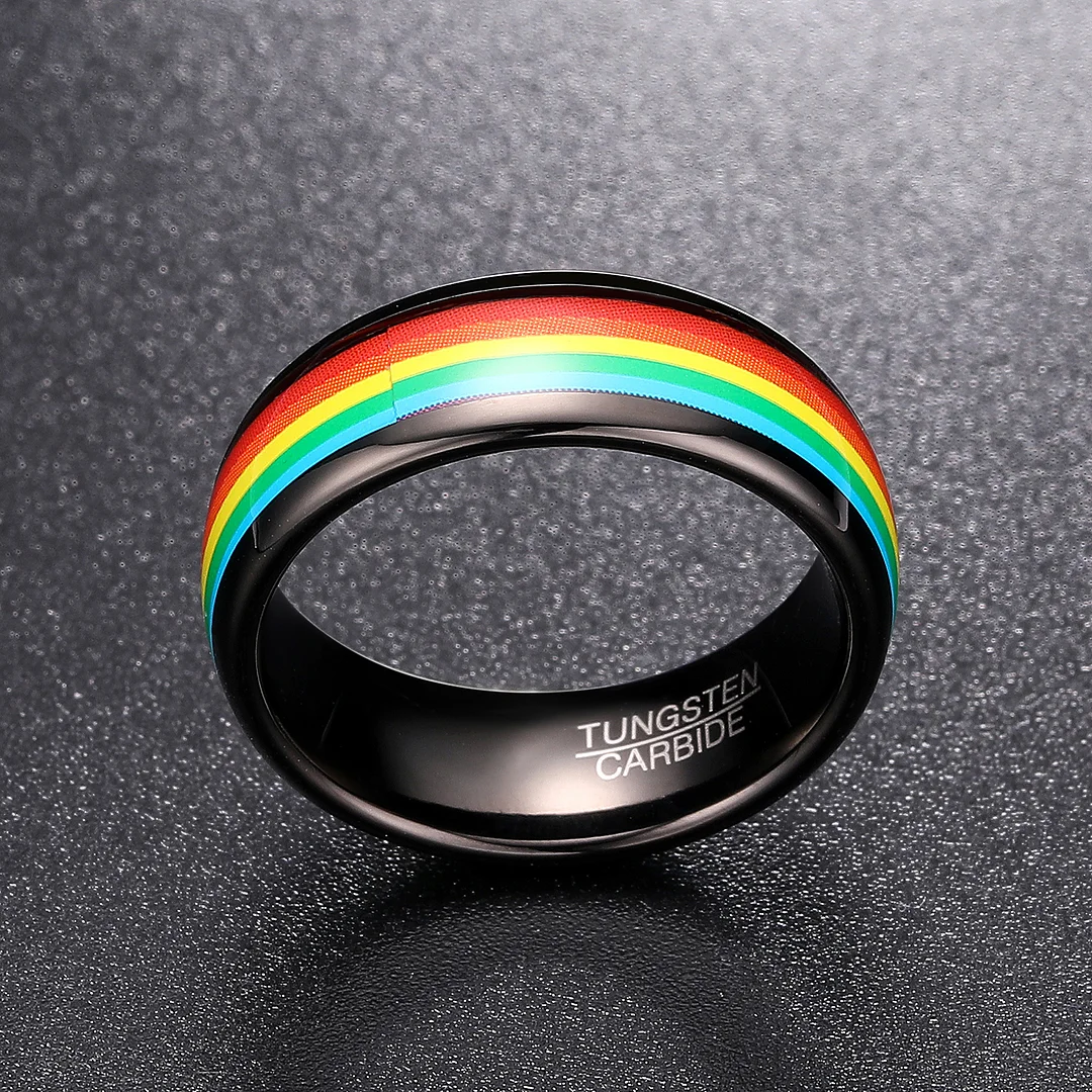 8mm Black Domed Colored Tungsten Carbide Men's Wedding Bands