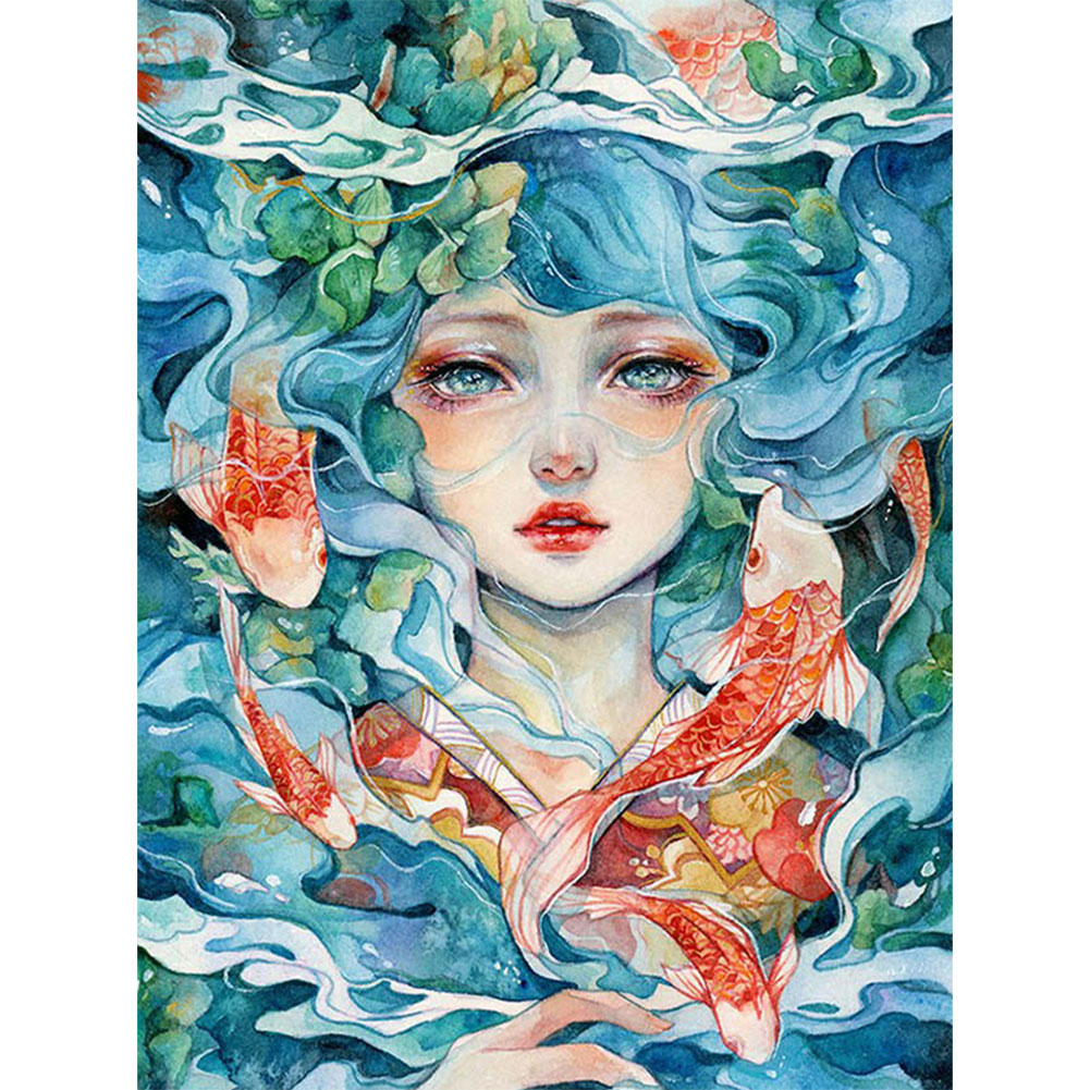 

Goldfish Girl - Round Drill Diamond Painting - 50*60CM (Big Size), 501 Original