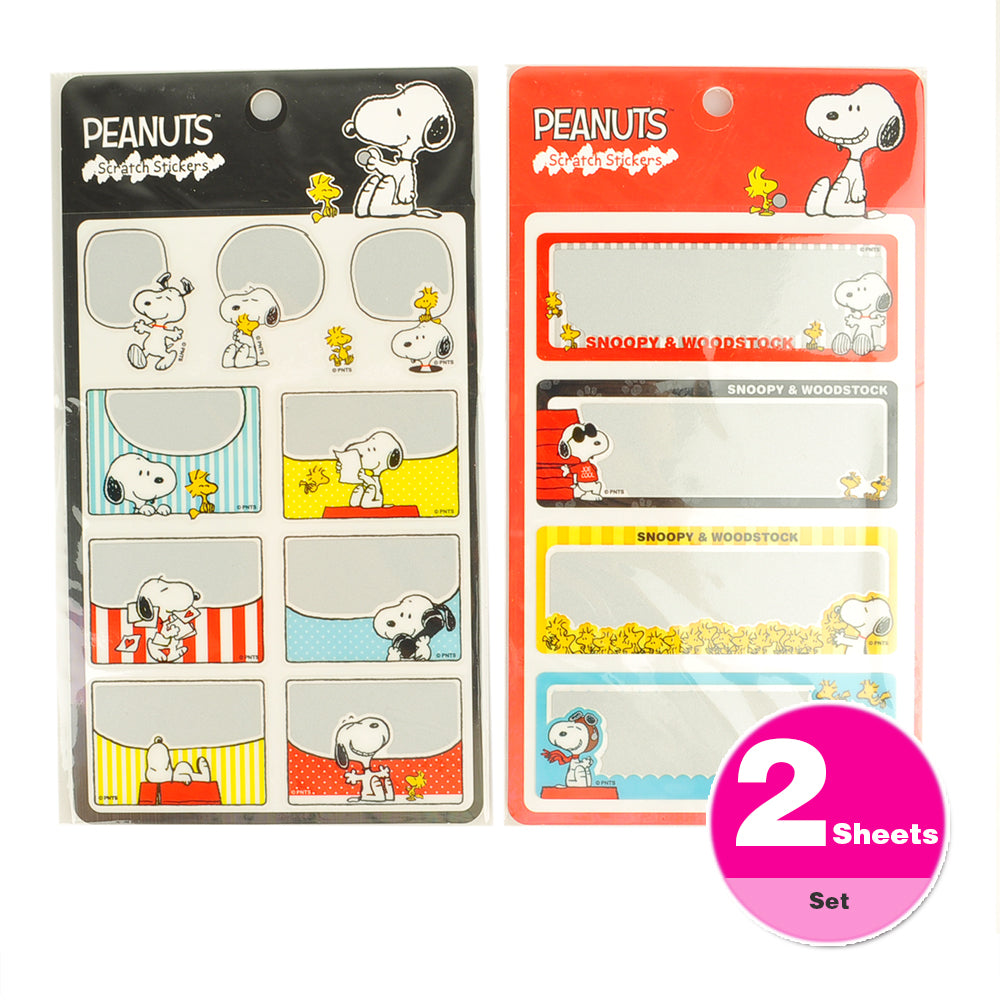 Peanuts Snoopy Scratch Off Stickers Secret Message 2 Sheets Set Party Favors A Cute Shop - Inspired by You For The Cute Soul 