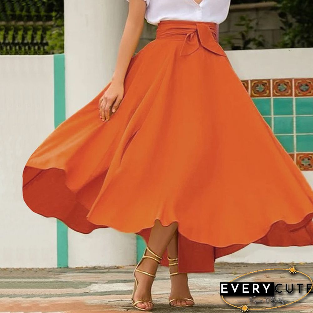 Women Solid Color Plus Size Big Swing Skirts