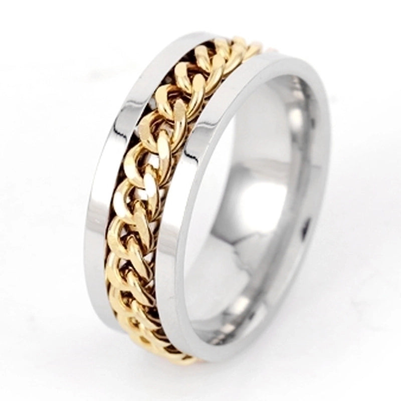 Fashion Stripe Titanium Steel Plating Unisex Rings Men Band Rings