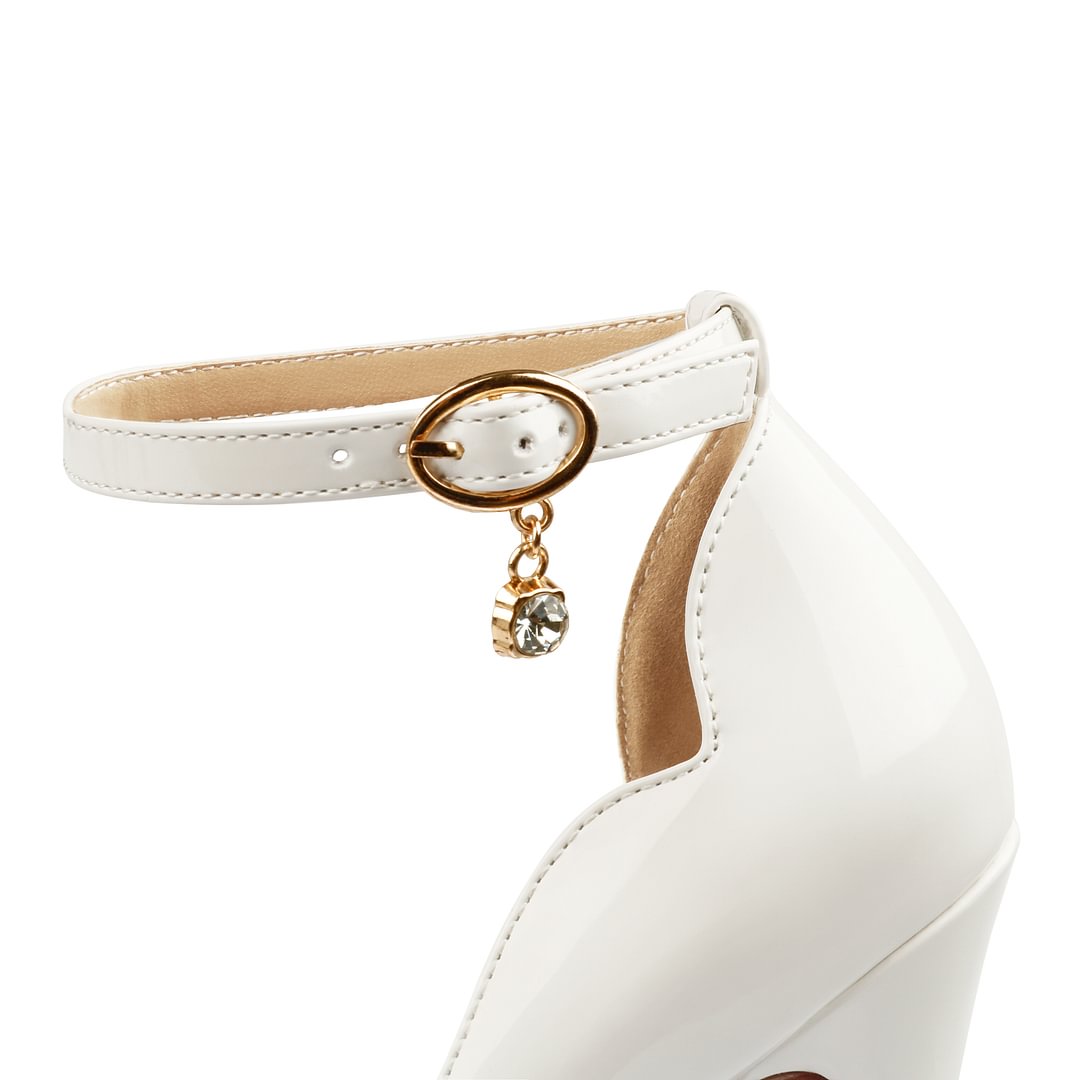 150mm High Heel Open Toe Red Bottoms Platform Pendant Ankle Strap Shoes-vocosishoes