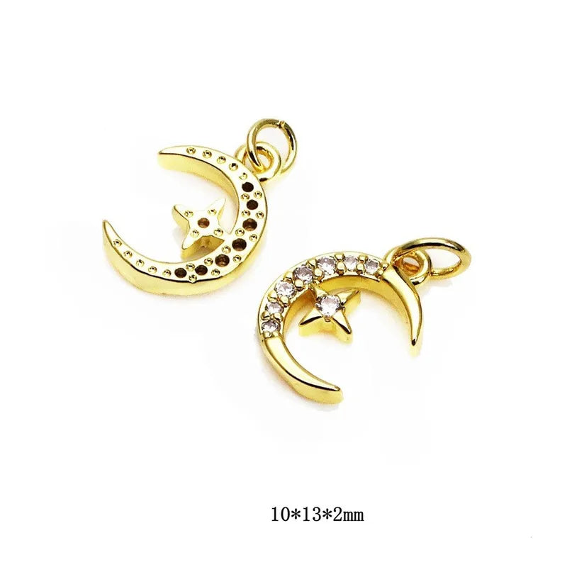 1 Piece 10*11mm 10*13mm 12*10.5mm Copper Zircon Star Heart Shape Flower Jewelry Accessories Pendant