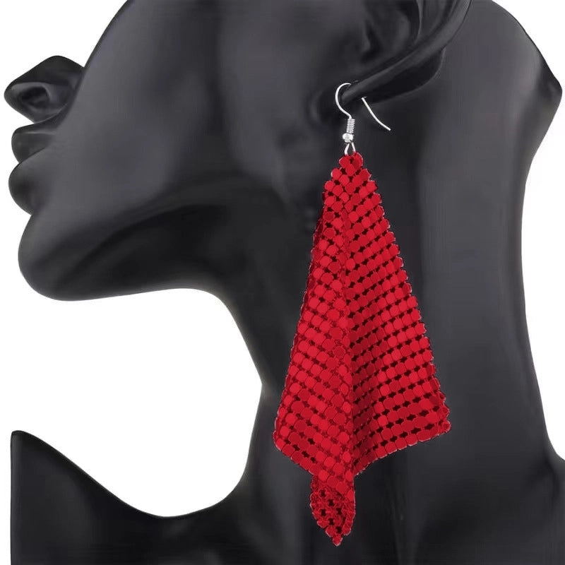 Supply Fashion Earrings Metal Sequins Tassel Earrings Creative New Square Geometric Long Earrings