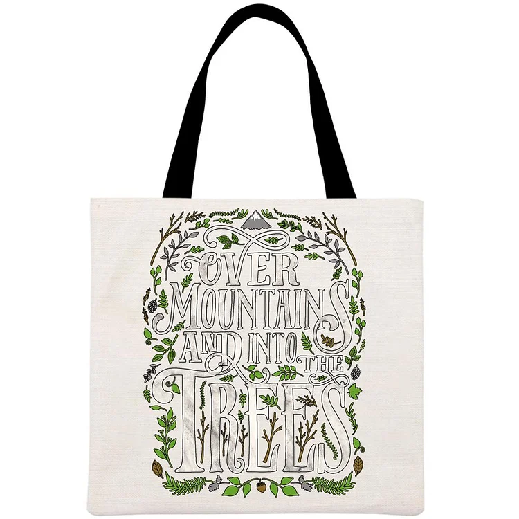 Ever Mountains and into the Tree Printed Linen Bag-Annaletters