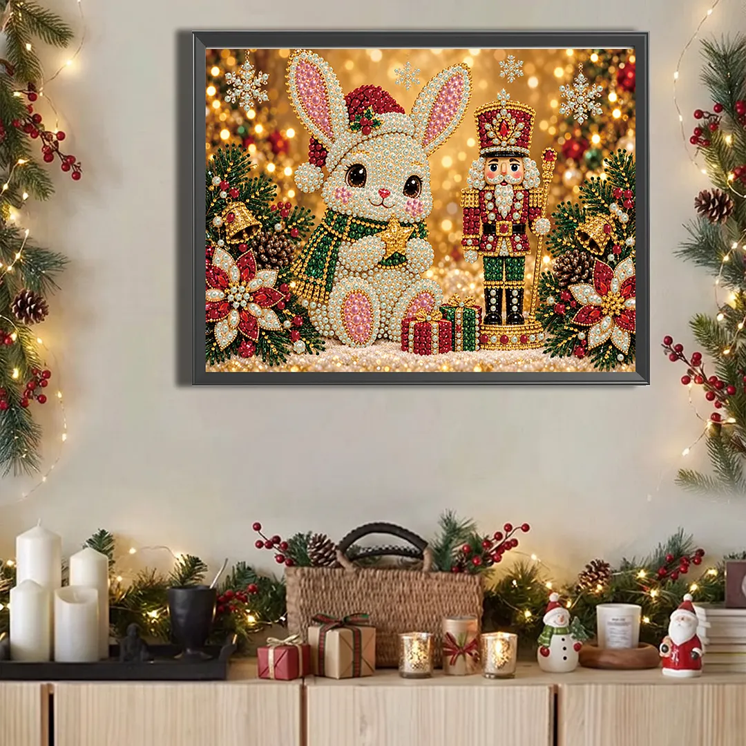Pearl Painting Kit for Adults Christmas Rabbit 15.75x11.81in