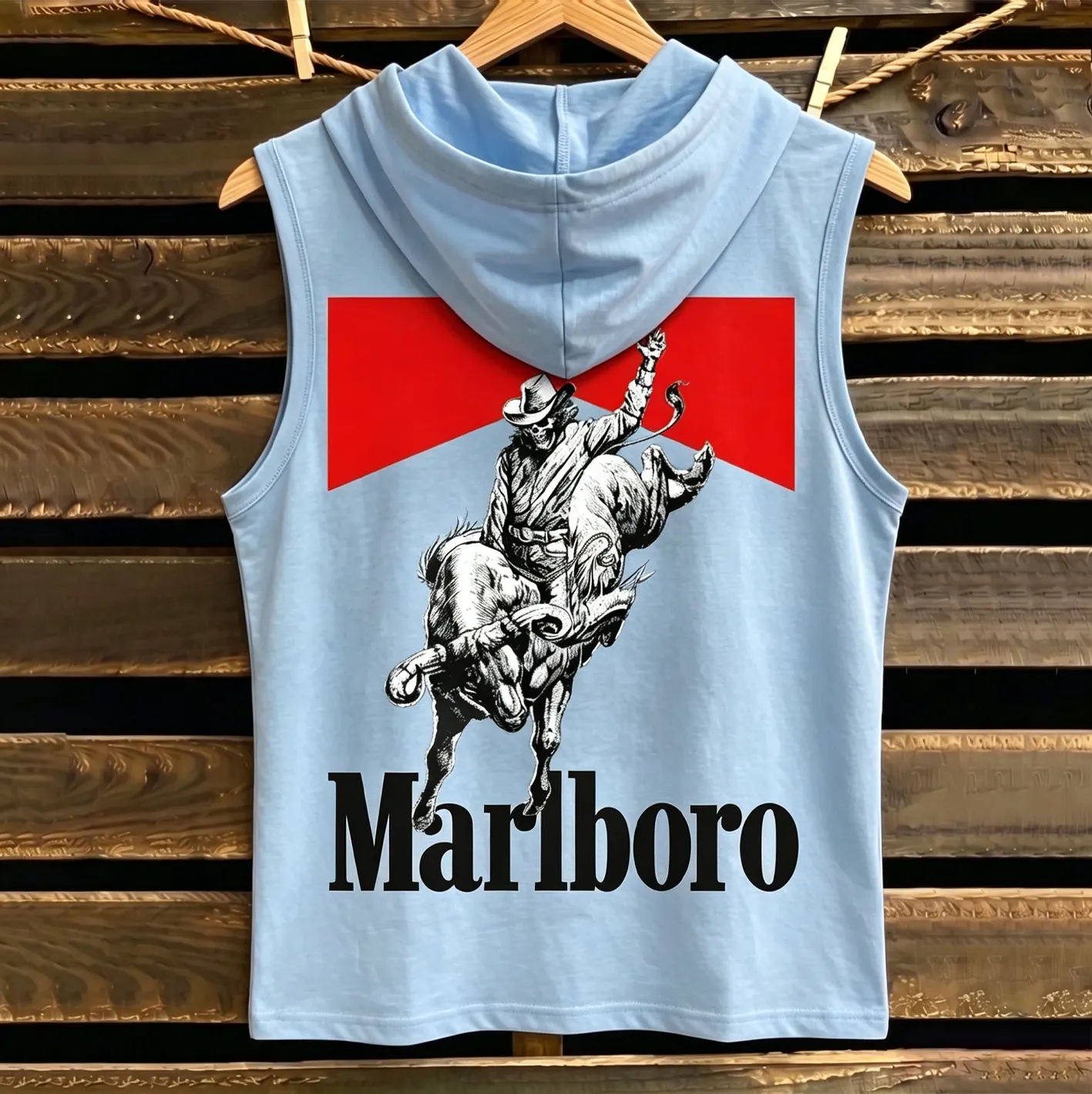 Cowboy Graphic Print Hooded Tank Top
