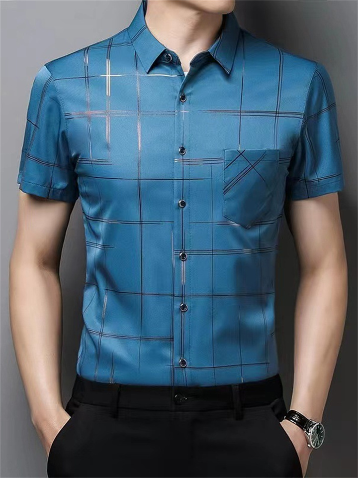 New Floral Half-sleeved Men's Shirts Summer Ice Fashion Short-sleeved Lapel Shirt