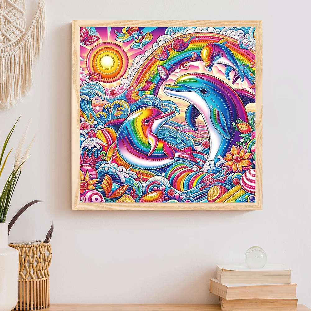 Diamond Painting - Partial Special Shaped Drill - Dolphin(Canvas|30*30cm)