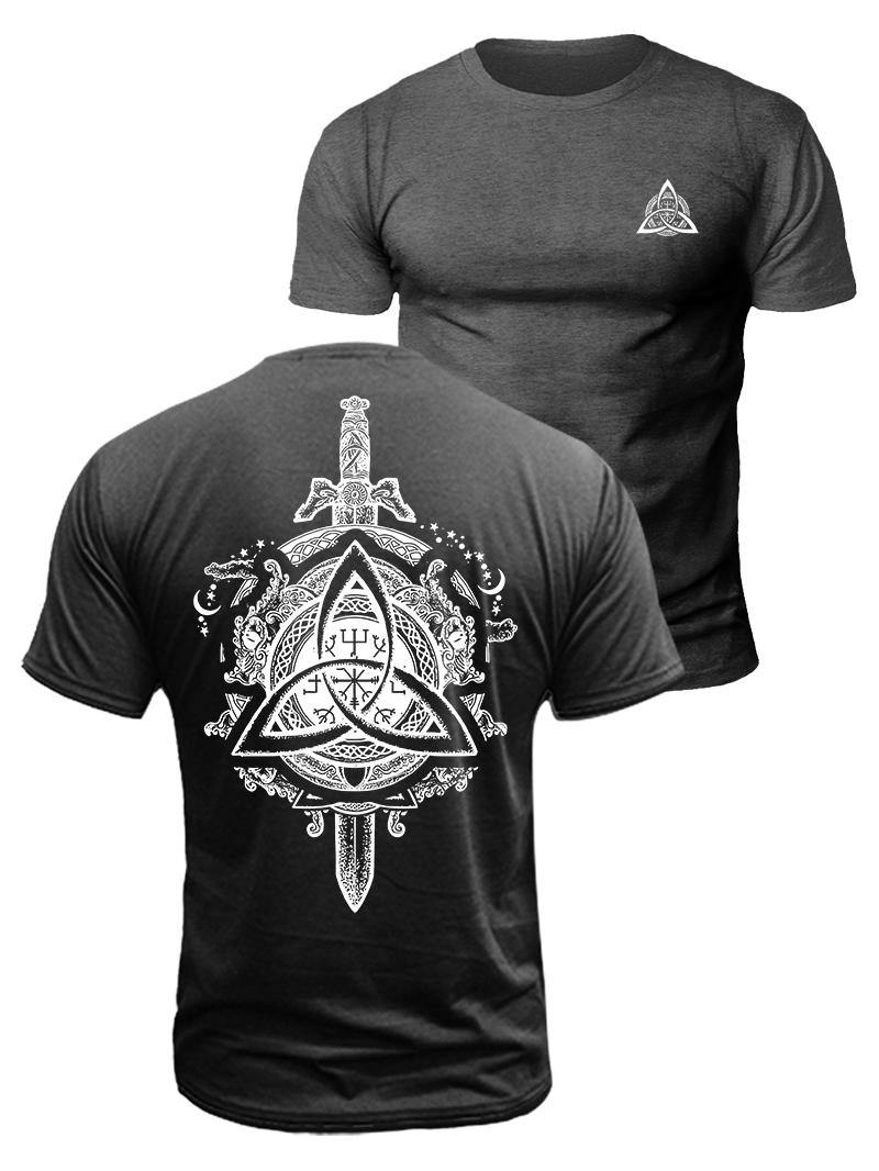 Nordic Vegvisir Celtic Knot Viking Duplex Printing Cotton T-Shirt