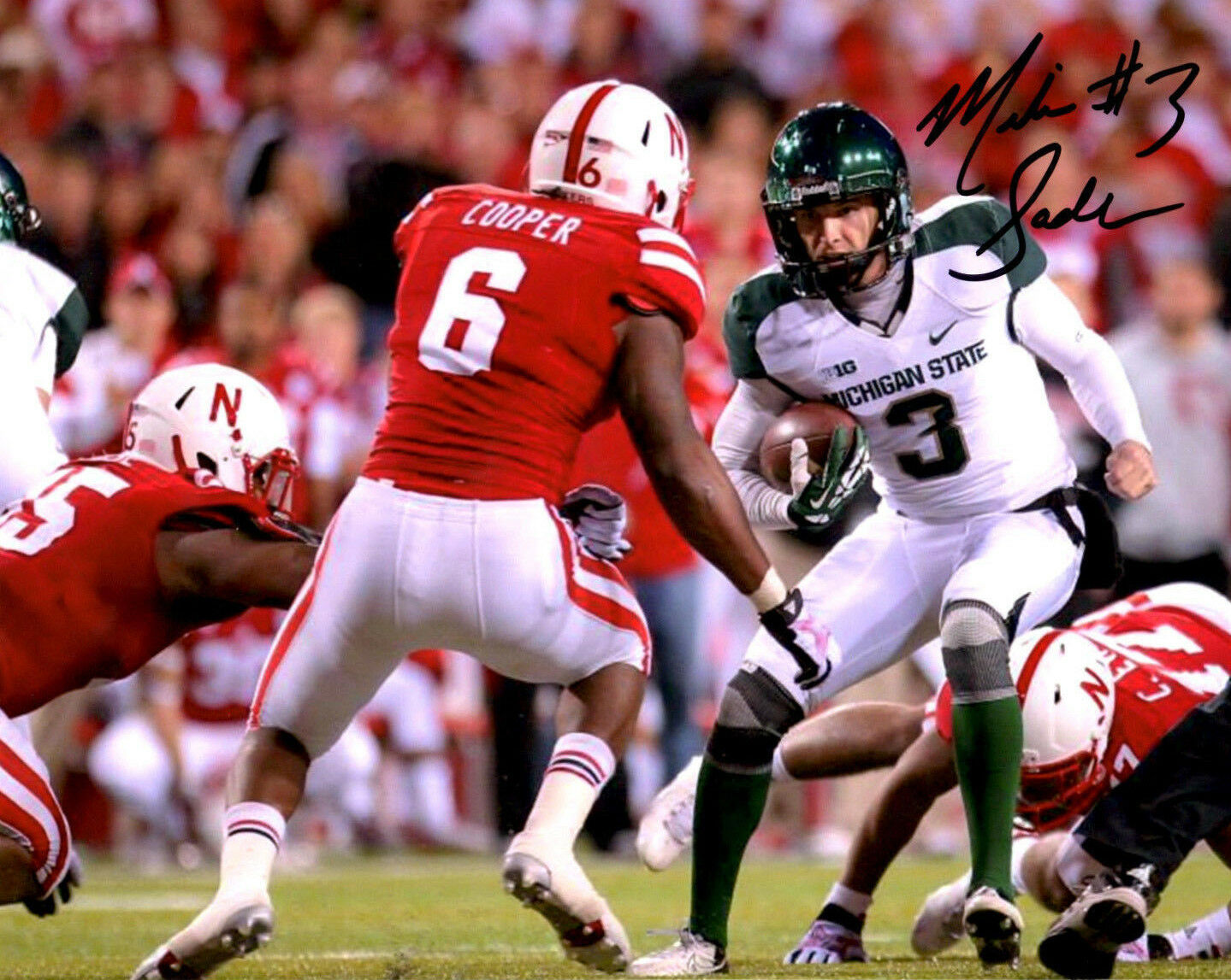 Mike Sadler Reprinted auto signed 8x10 football Photo Poster painting Michigan State Spartan MSU