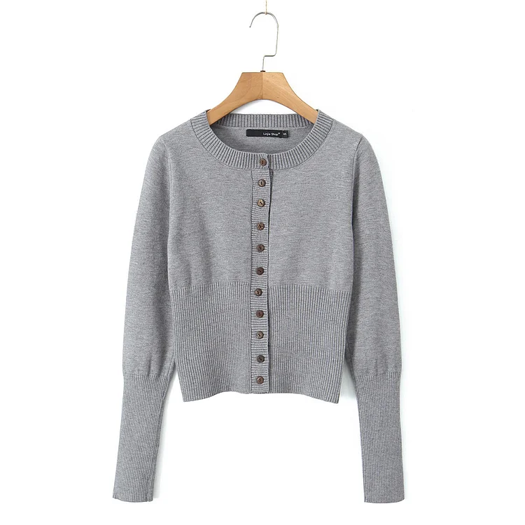 Autumn Striped Knit Button Cardigan