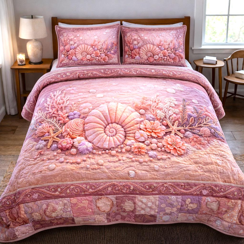 Ocean Pearls 3-Piece Quilted Bedding Set GFTOMA10202