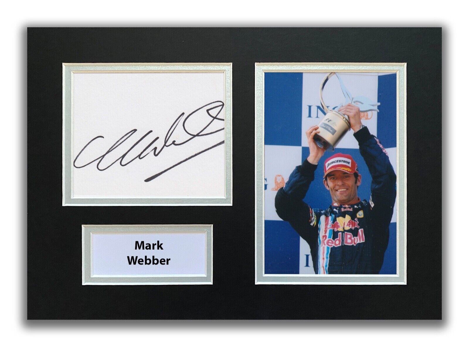 MARK WEBBER HAND SIGNED A4 MOUNTED Photo Poster painting DISPLAY - RED BULL - F1 AUTOGRAPH.