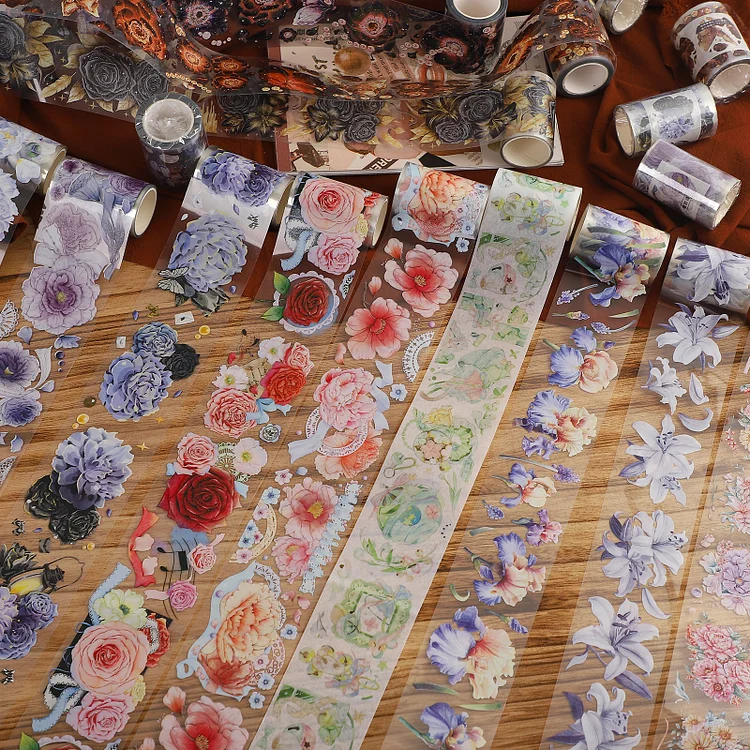 Journalsay 6/6.5cm*2/5m Aesthetic Flowers PET Washi Tape DIY