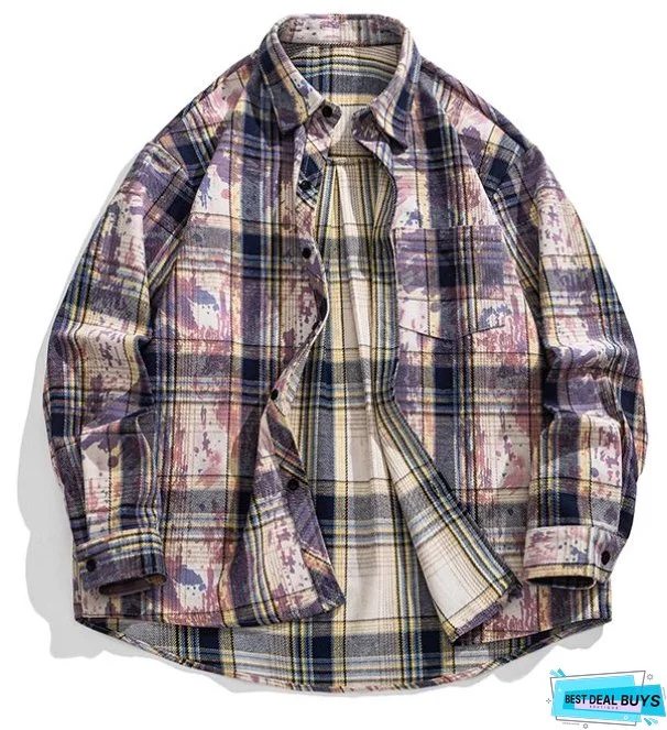 Starry Sky Distressed Plaid Shirts