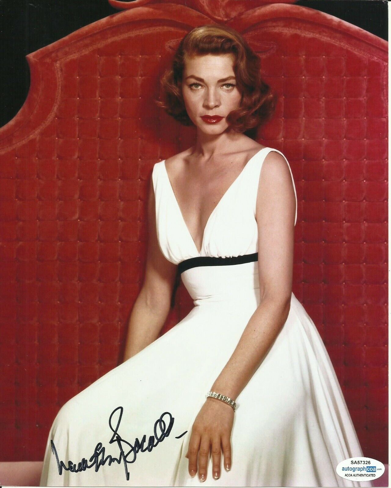 LAUREN BACALL SIGNED SEXY Photo Poster painting UACC REG 242 FILM AUTOGRAPHS also ACOA cert