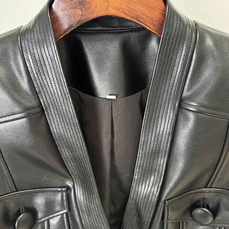 Nigikala Nigikala Early Autumn New Star Fashion Belt Repair Leather Jacket Jacket