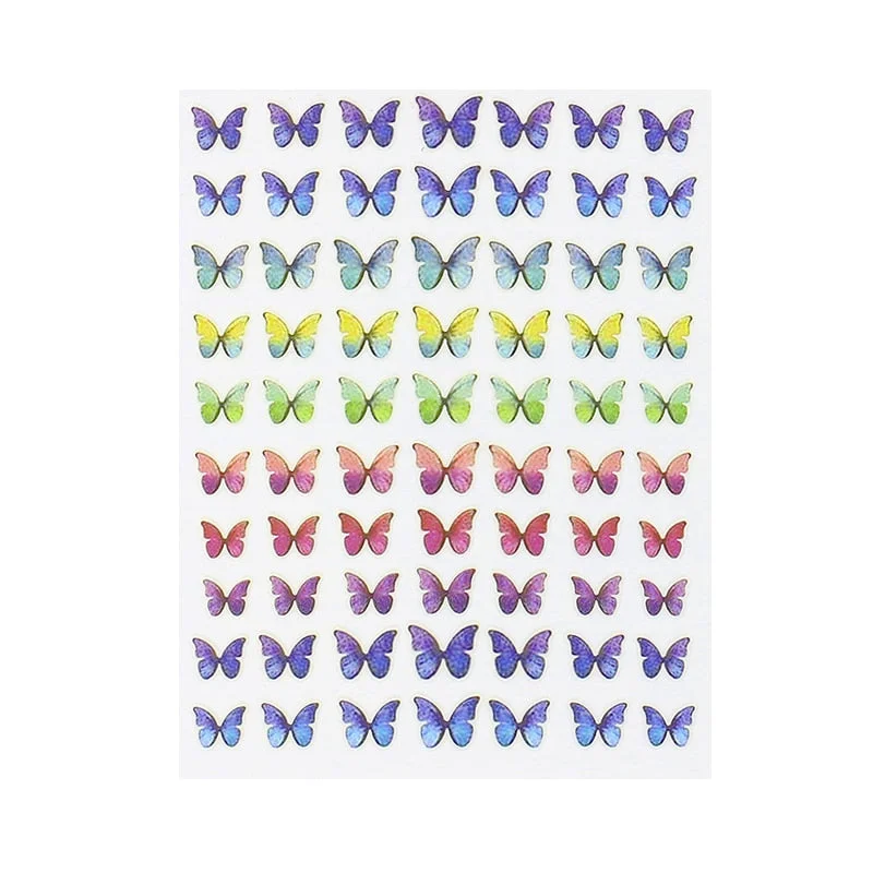 1 Sheet Laser Butterfly Nail Stickers Adhesive Sliders Colorful DIY Simulation Bronzing Nail Art Stickers for Nails Decoration