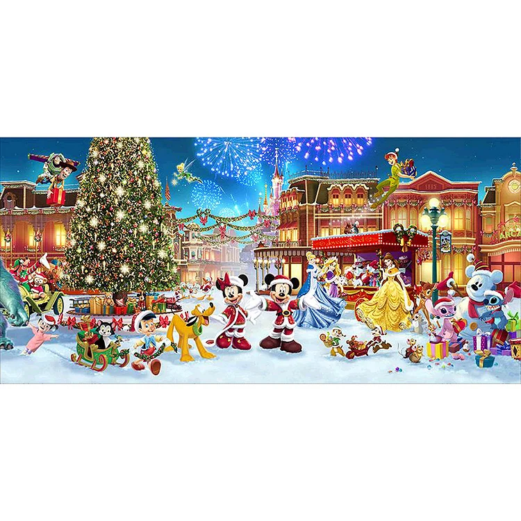 Christmas Park Xmas Round Full Drill Diamond Painting 100X50CM(Canvas) gbfke