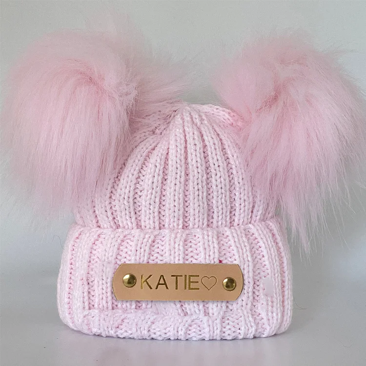 Personalized Kids Pom Pom Hat with Custom Name &ndash; Embroidered Winter Beanie for Comfort & Style