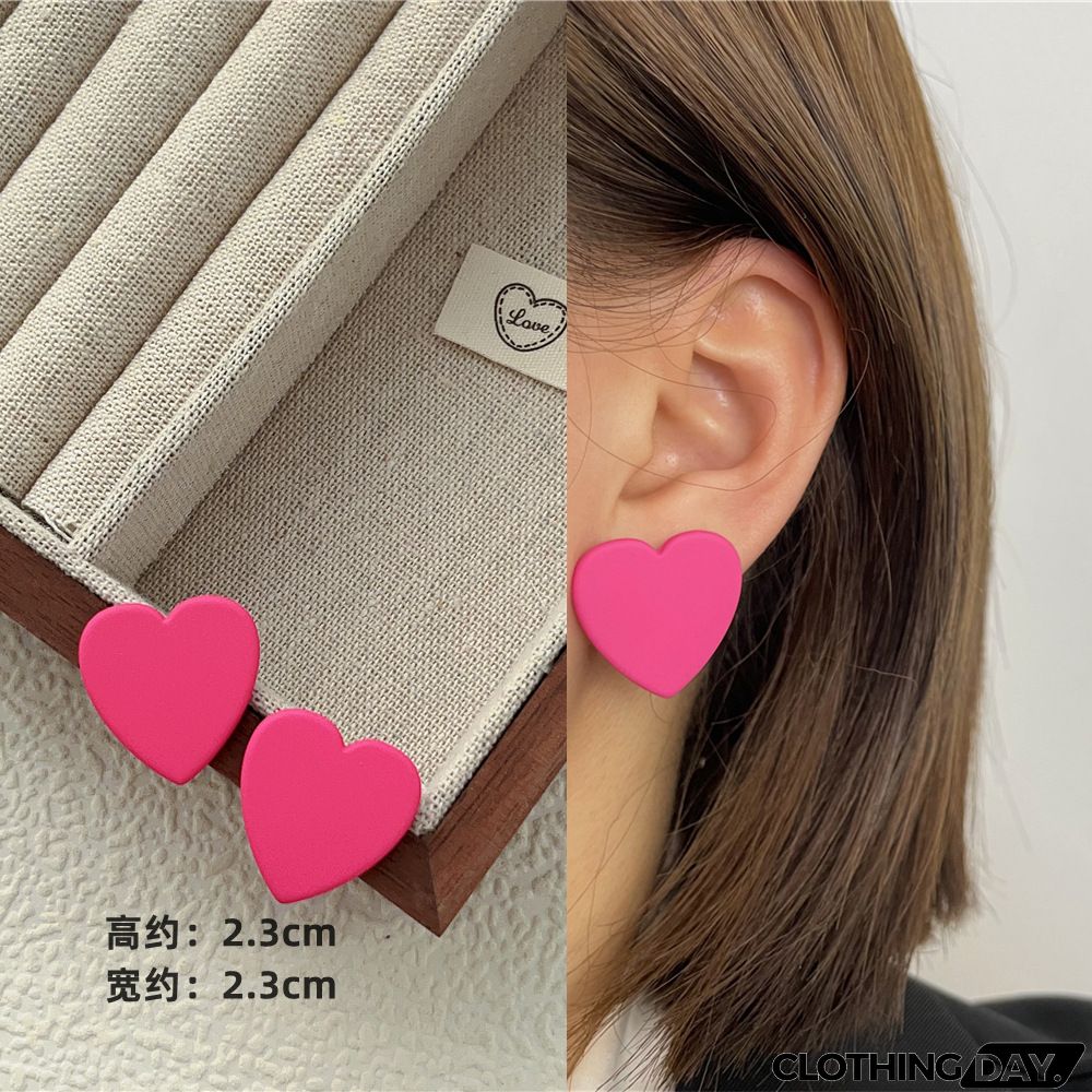 Women Fashion Geometric Fluorescent Rose Without Ear Hole Ear Clip Earrings