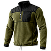 Men's Vintage Military Green Fleece Sweatshirt Jacket With Half-Zip And Black Pockets by Inlyline