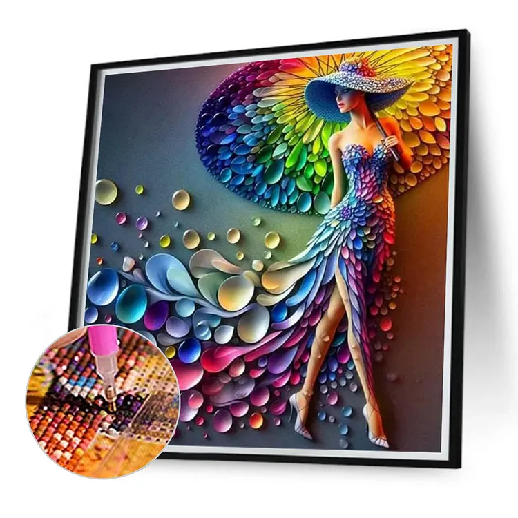 5D DY Full Round Drll Damond Pantng Grl Kt Home Decor Art Craft 30x30c… | Carcaturas de