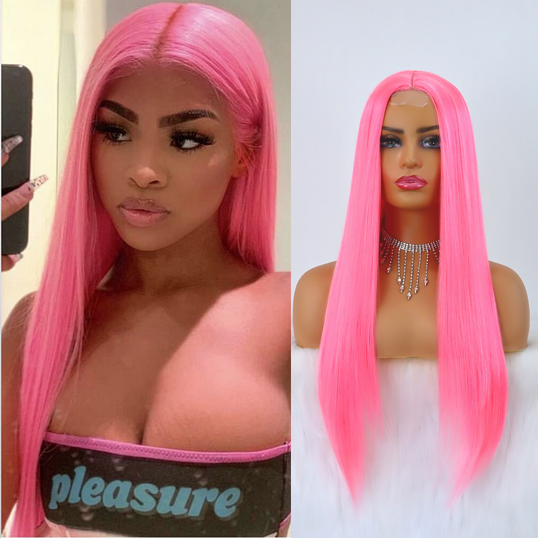 Jewtribute Hair®|Pink Synthetic Wigs Natural  Long Straight Wigs