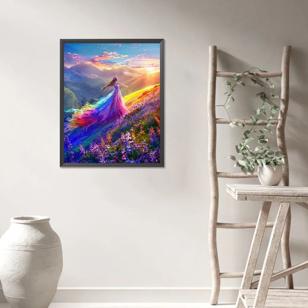 5D DIY Full Round Drill Partial AB Diamond Painting Girl Kit Art Decor 45x55cm