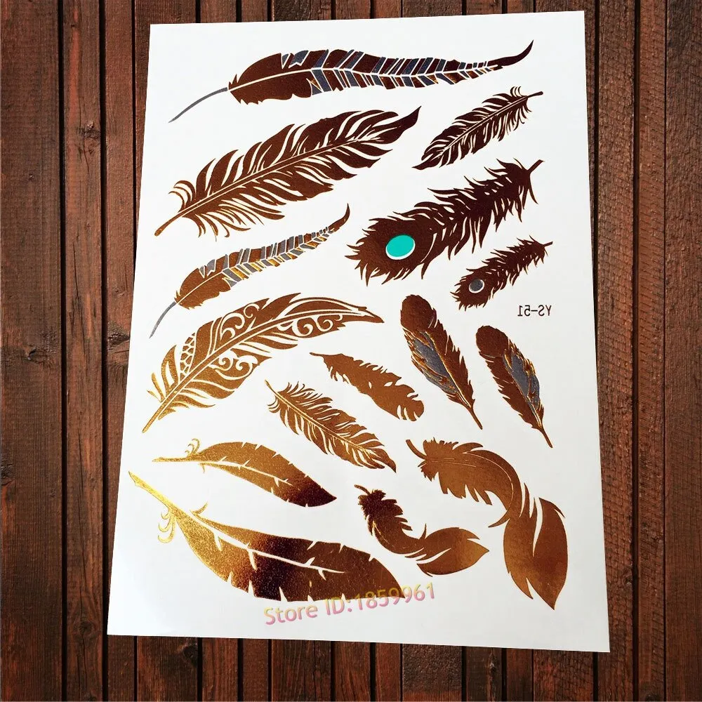 Sdrawing Big Size Gold Flying Butterfly Flash Tattoo Jewel Sticker ACT-199 Henna Bracelet 3D Makeup Butterfly Waterproof Tattoo Women