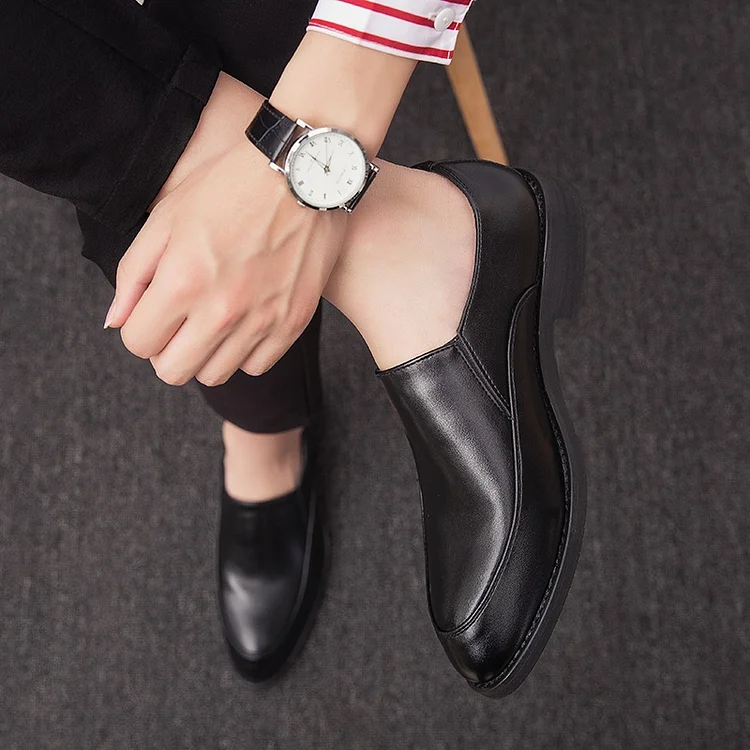 Demandernyc Mens Concise Business Daily Leather Shoes Brand Comfy Soft Shoes Slip-on Handy Dress Shoes Black Moccasins Gentleman Brown Shoes