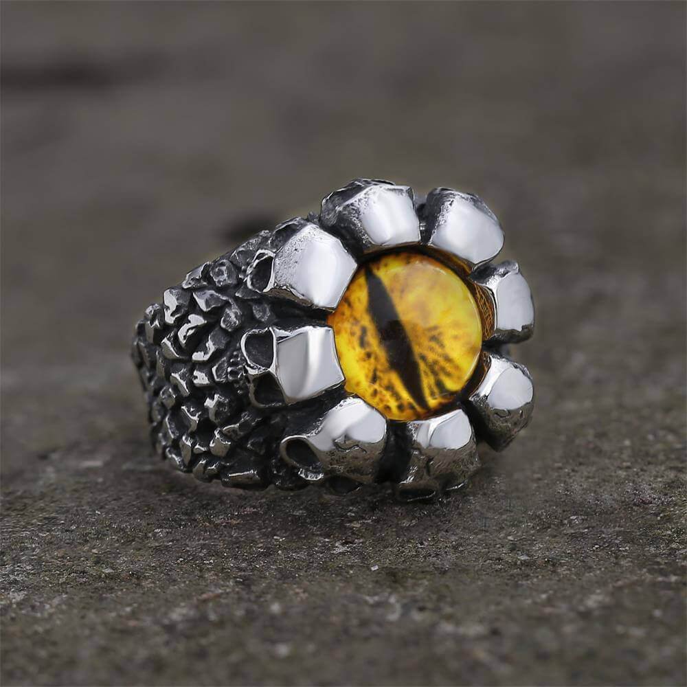 Dragon Eye Stainless Steel Skull Ring