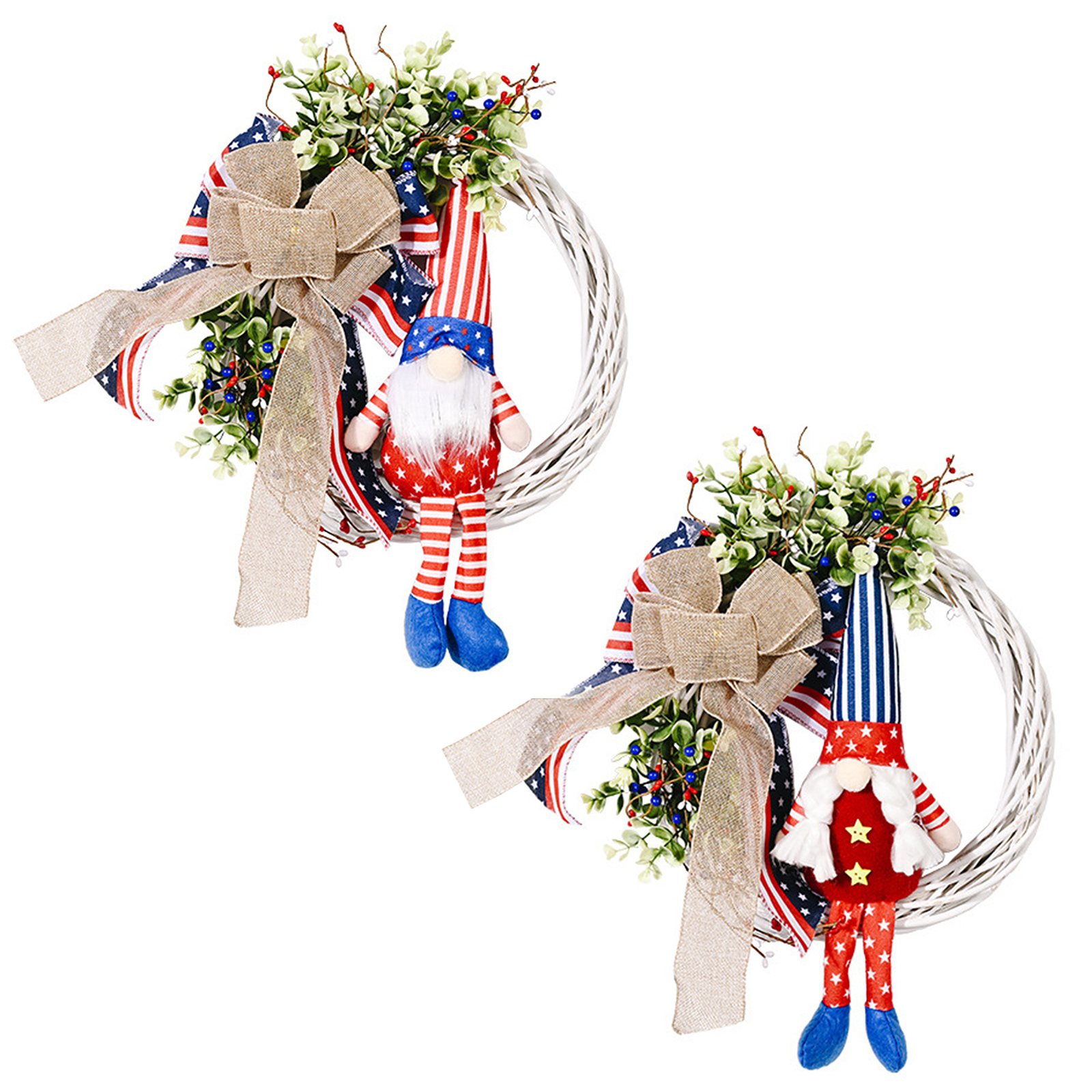 

American Patriotic Wreaths, Flower Rudolph Garland Front Door, July of 4th, Women's., 501 Original