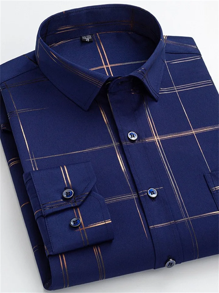 Men's Dress Shirt Button Up Shirt Collared Shirt Geometry Square Neck ...