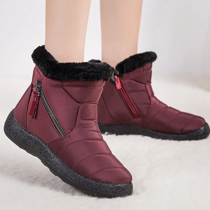 Women Boots 2021 New Winter Boots For Women Waterproof Warm Snow Botas Mujer Zipper Ankle Boots Low Heels Winter Shoes Women