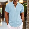 Camicia da uomo a maniche corte con mezzo bottone e colletto Henley