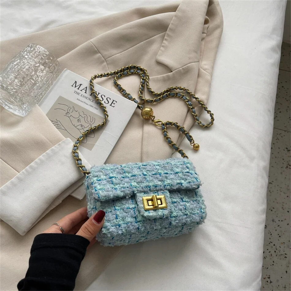 Cute Mini Woolen Shoulder Bag Design Branded Women Handbag Chain Crossbody Sling Bag 2022 Hit Winter Luxury New Party Clutch Sac