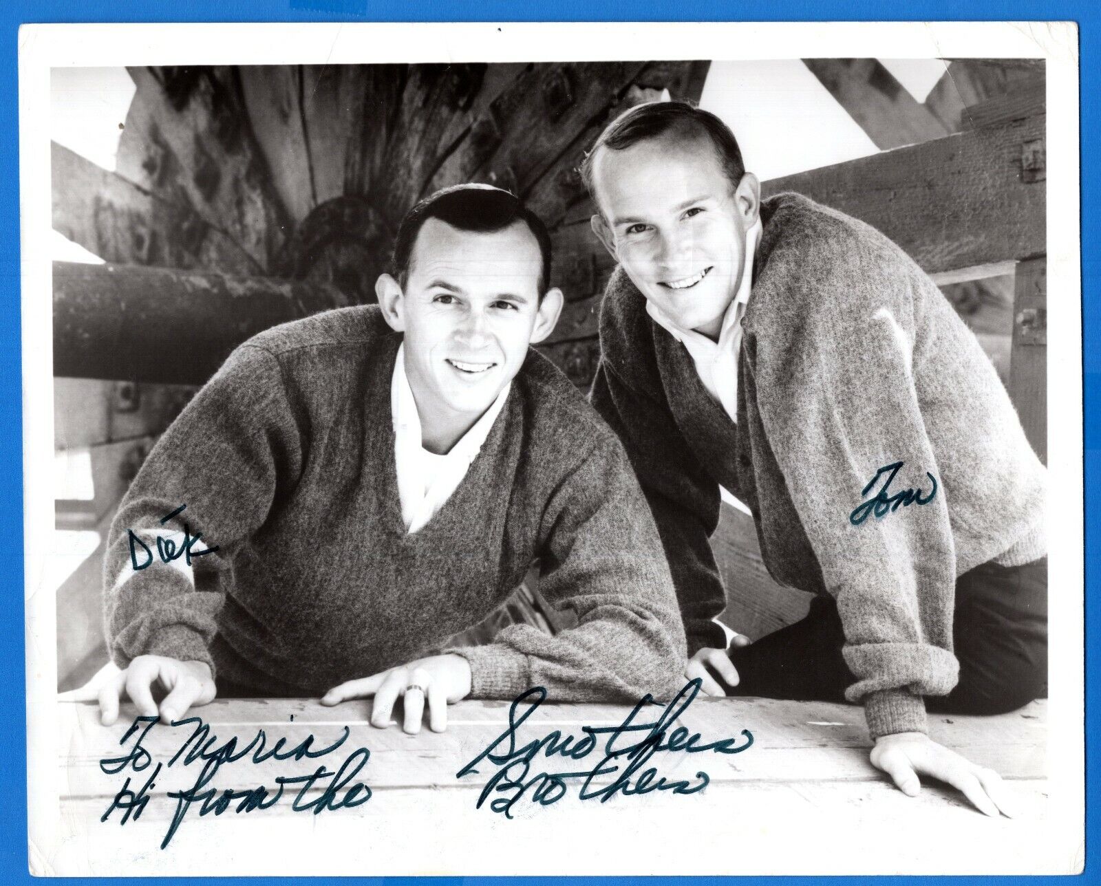 Tom and Dick Smothers Brothers Hand Signed Autograph 8x10 Photo Poster painting