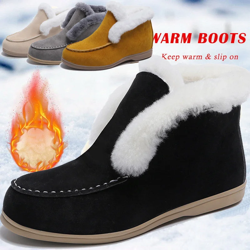 Ankle Snow Boots Warm Fur Suede Casual Flat Shoes Winter