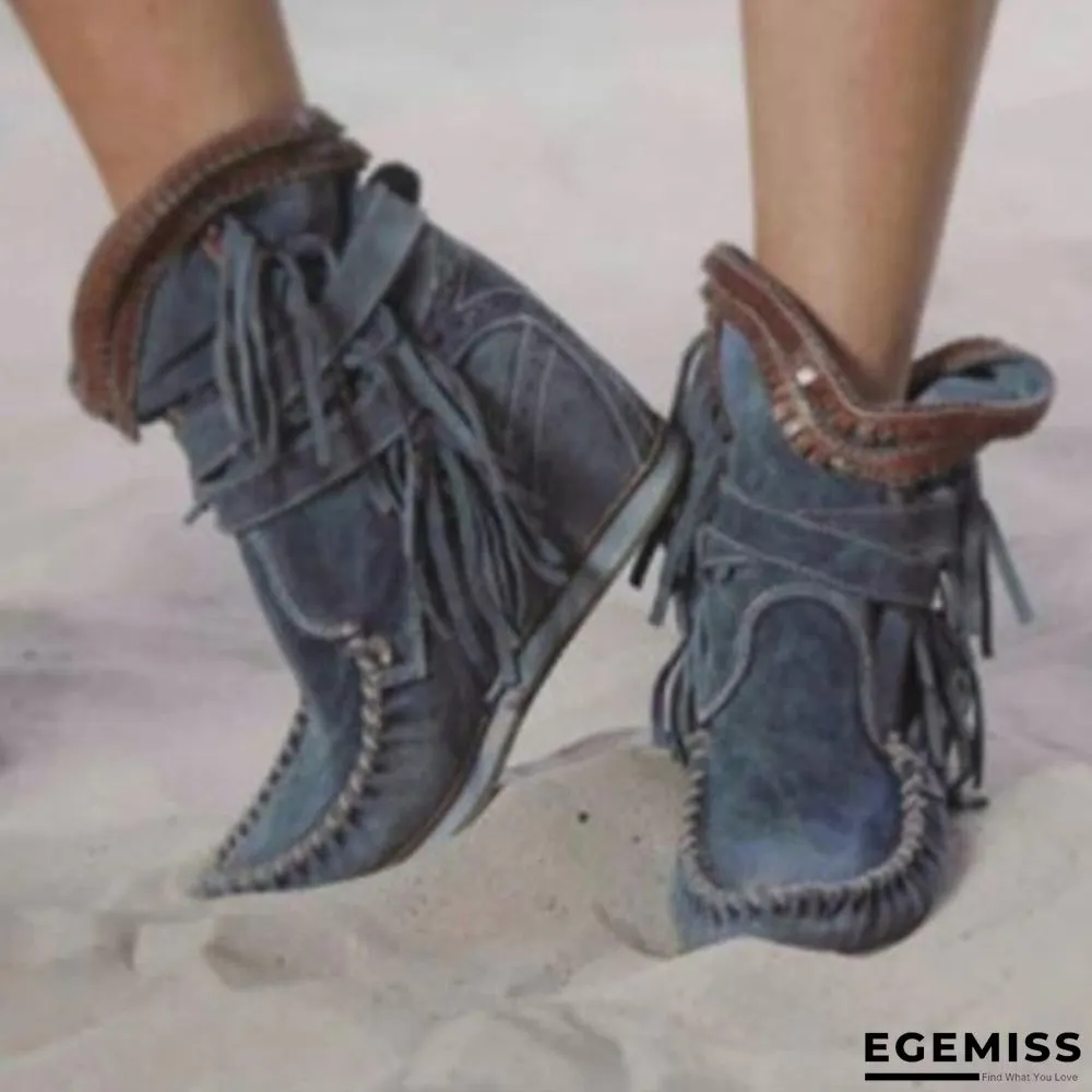 Casual Tassel Round Toe Flat Boots | EGEMISS