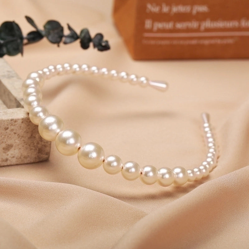 Sweet Geometric Alloy Inlay Artificial Pearls Hair Band