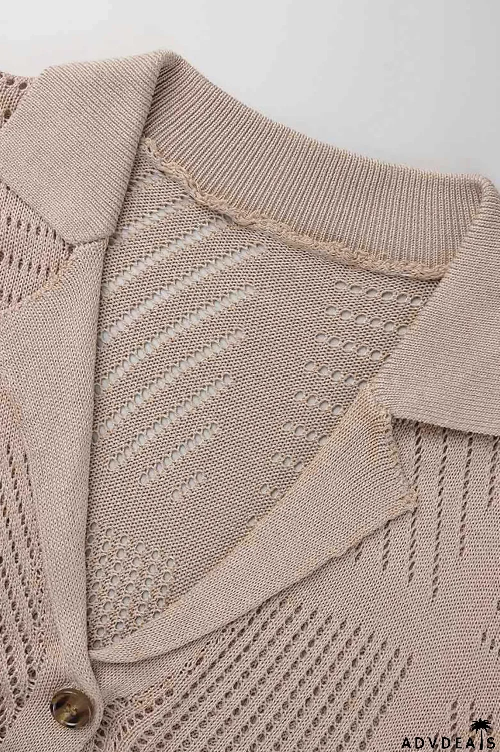 Green Yellow Sexy Solid Hollowed Out Patchwork Buckle Turndown Collar Half Sleeve Two Pieces