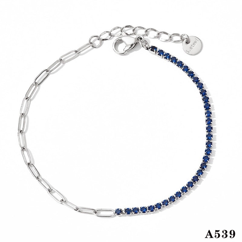 Modern Style Artistic Geometric 304 Stainless Steel Zircon 16K Gold Plated White Gold Plated Gold Plated Inlay Bracelets Anklet