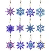 12PCS Diamond Painting Snowflakes Double Sided Keychain