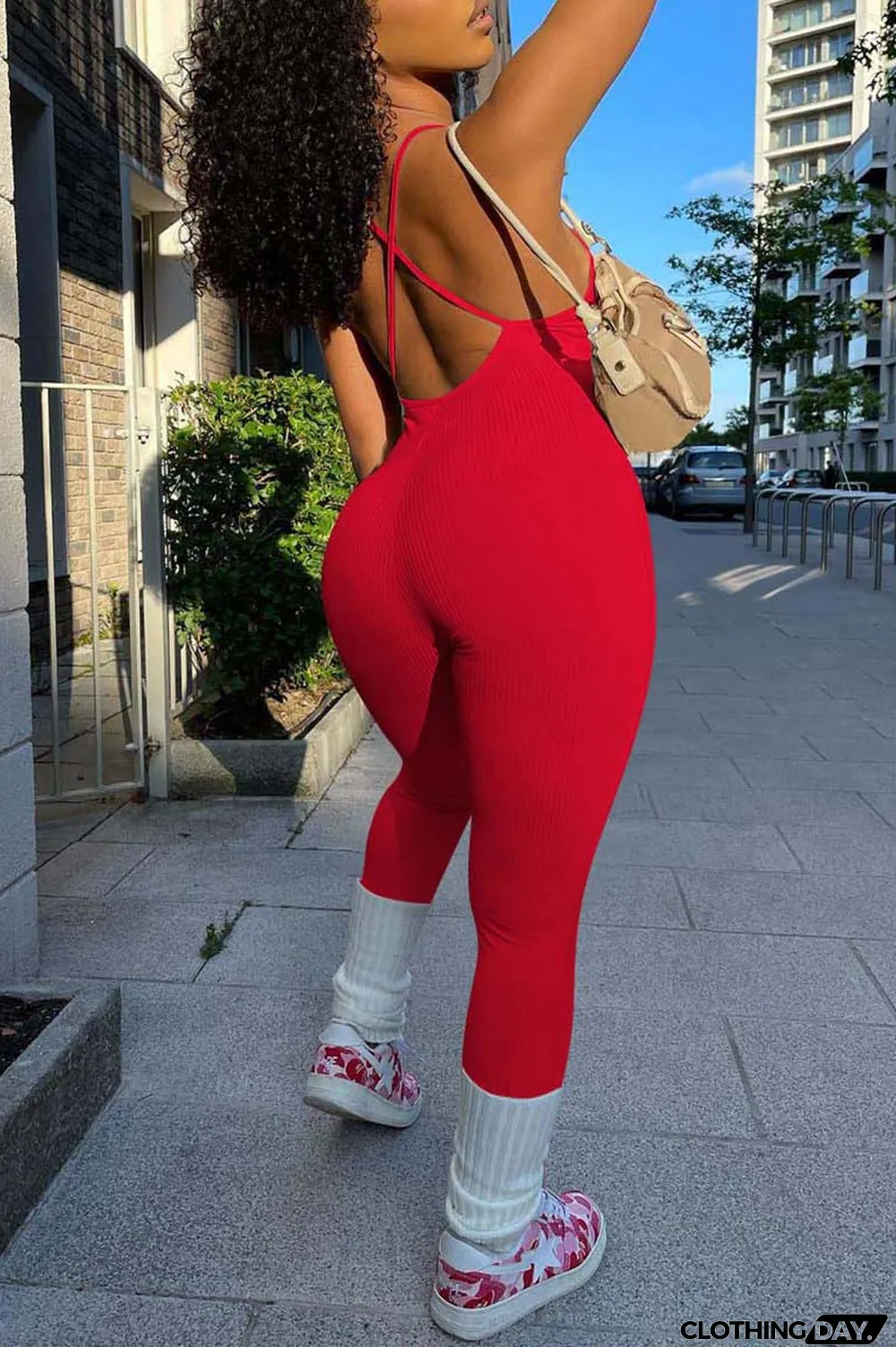 Cyan Sexy Casual Solid Backless Spaghetti Strap Skinny Jumpsuits